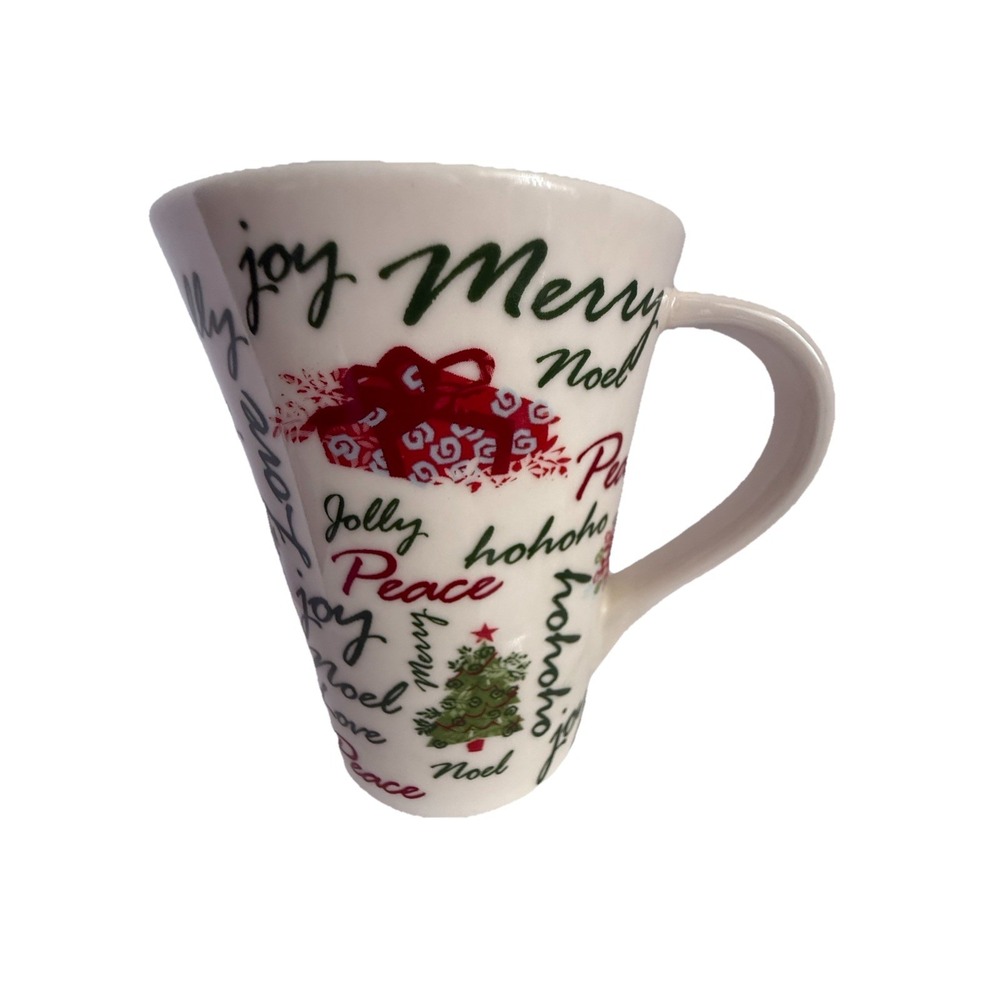 Starbucks 2007 Christmas Coffee Cup Holiday Mug "Joy, Merry, Noel & Peace, Love"